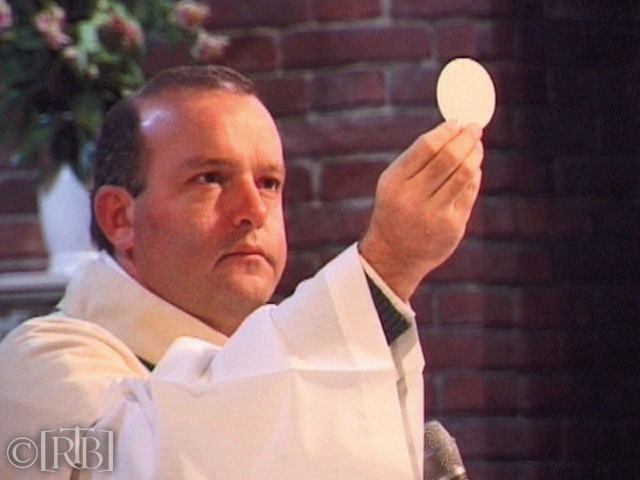 Father Alejandro Pezet, the parish priest who found the abandoned Host at Saint Mary Church in 1996