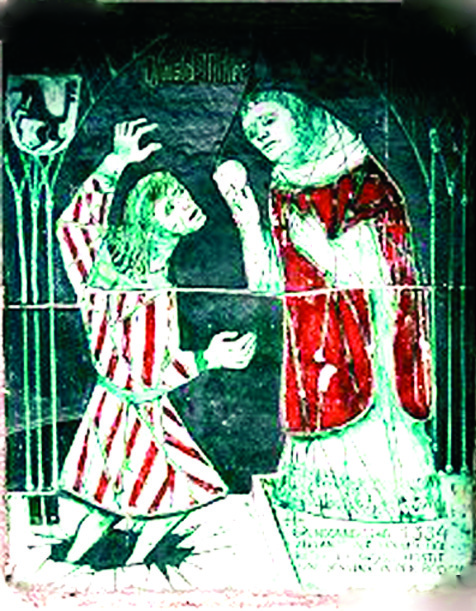 The proud knight Oswald Milser demanding a large Host, upon which the ground sank beneath his feet and the Host bled