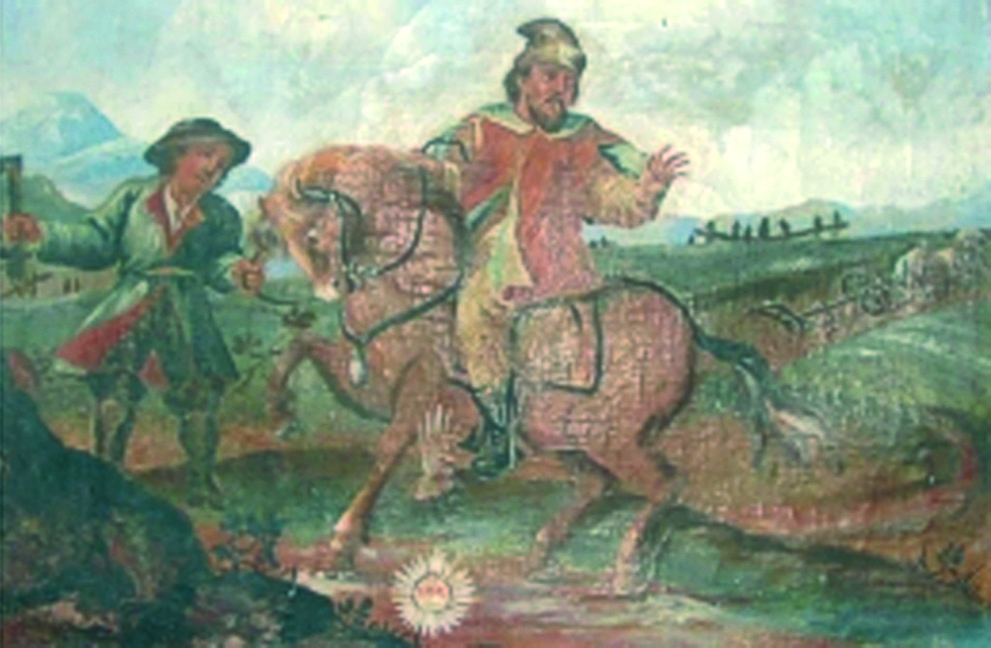 Ancient painting in the parish of Welten depicting the miracle