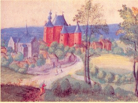 Ancient painting of the Castle and Abbey of