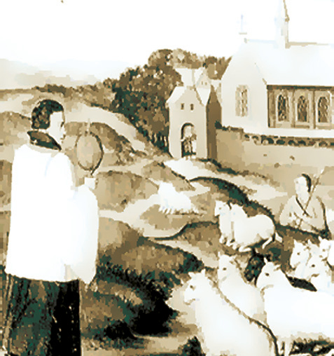 Painting kept in the Cathedral of Hasselt where the flock can be