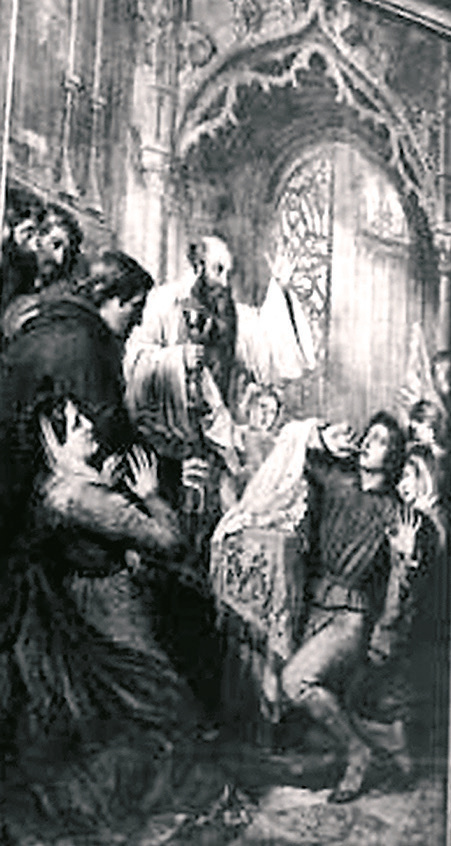Painting depicting the miracle, Church of St. James, Louvain