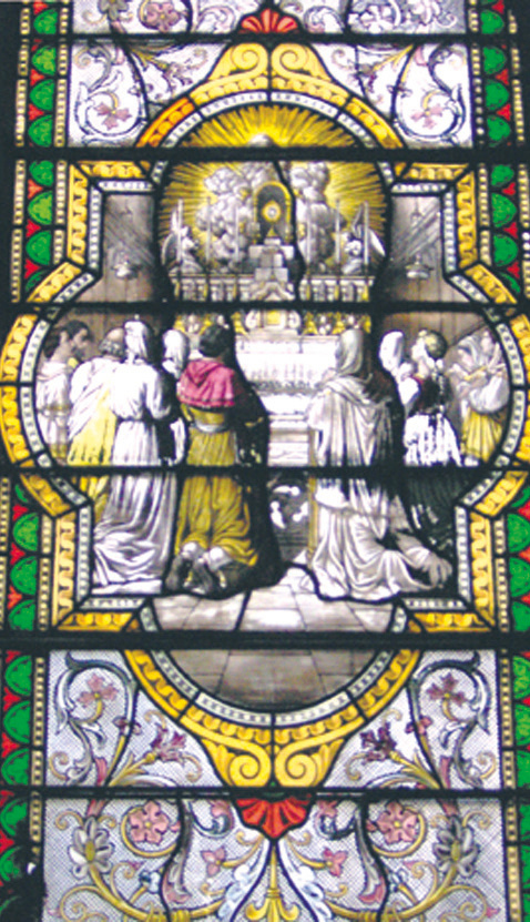 A carved stone describing the miracle Stained glass window of the Chapel feast day of St. Andrew the Apostle. Even today, every November 30th, the brothers reunite at the