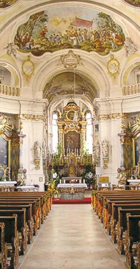 Interior view of the Church of San Salvatore in Bettbrunn