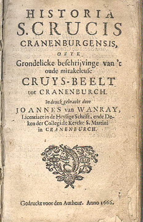 Gcdtuckcvoordcn Authcur. Anno '666. Ancient document describing the miracle preserved at the church (15th century)