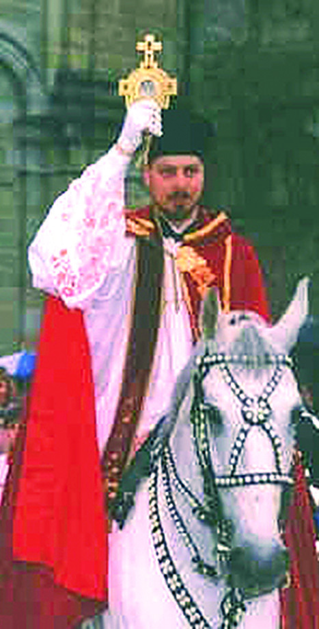 The annual Blutritt ceremony with 3,000 riders in honor of the Holy Blood in Weingarten