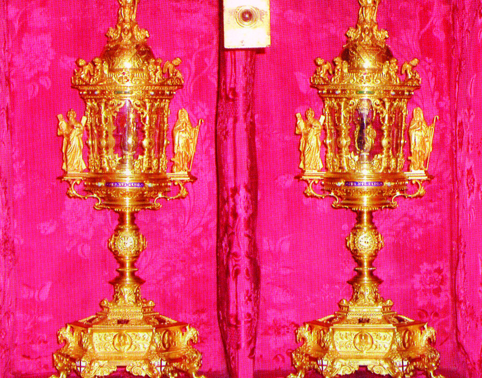 Emperor Henry III presenting the Precious Blood relic to Count Baldwin of Flanders in 1055