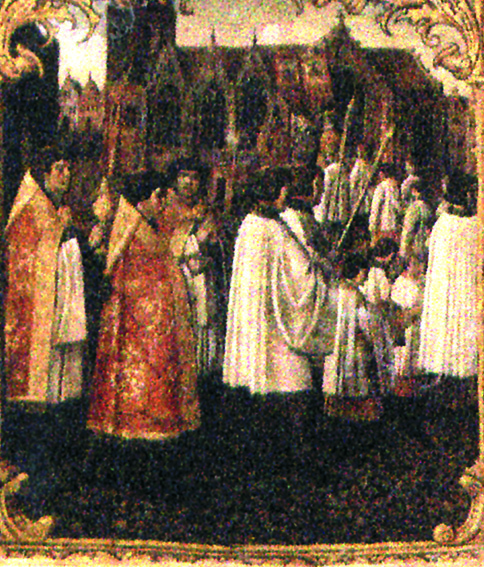 Ancient painting which depicts a solemn procession in honor of the miracle Painting depicting the miracle