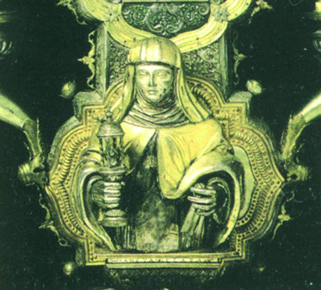 Saint Clare, detail of the great Cross of Gianfrancesco dalle Croci women swooned in terror, their voices trem-