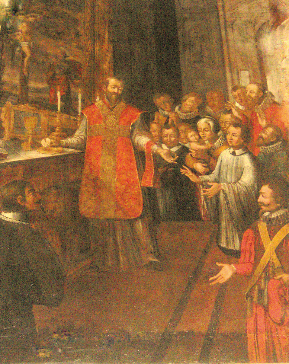 Oil Painting on canvas (of an unknown 17th century painter) depicting the Eucharistic miracle that took place in the collegiate church of San Secondo in 1535. The painting is kept in the chapel of the miracle