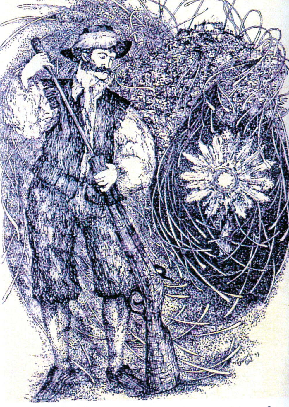 An antique print (ca. 18th Century) depicting the miracle