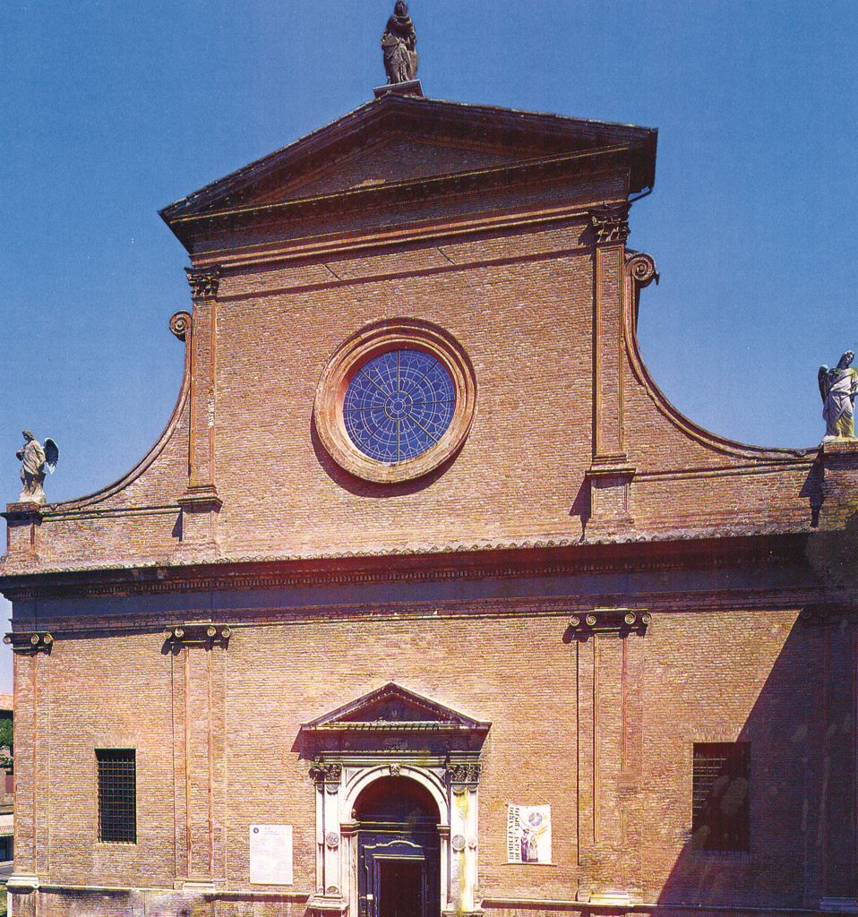 John Paul II pauses before the ceiling vault in Ferrara Church of Saint Mary in V ado, Ferrara