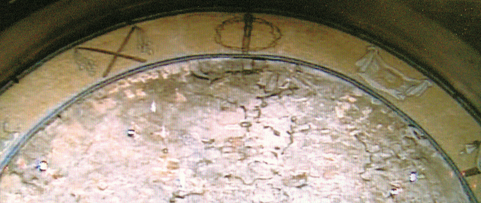 Detail of the vault ceiling stained with Blood