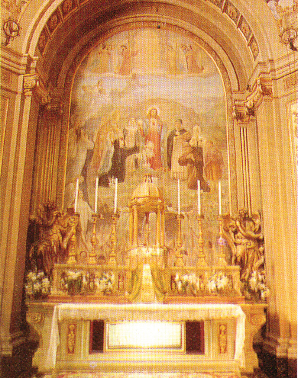 flow of Blood of Our Lord Jesus Christ from the chalice on April 25 in the Year of Our Lord 1356" Chapel of the Most Blessed Sacrament where the relic is kept