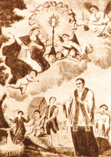 An ancient representation depicting the miracle Catholic dogma and increase the worship towards the Real Presence of Christ in the Holy