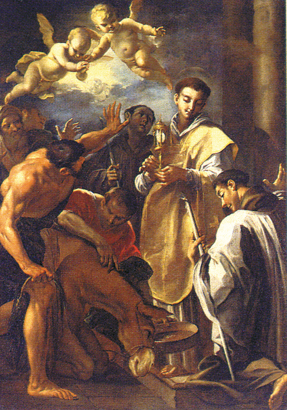 Miracle of Saint Anthony, Collection of the Diocesan Museum of Milan these words: "In virtue and in the name of your Creator, Who I, as unworthy as I am, hold in my