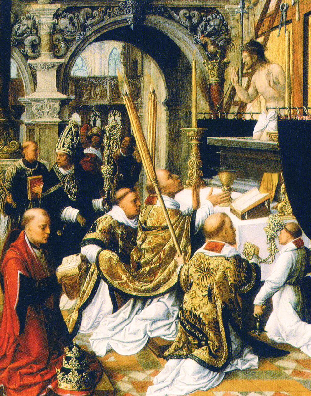 The church of the Benedictine the signs of the Passion during the Mass of St. Gregory