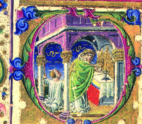 The chapel in Andechs that houses the shrine St. Gregory celebrating the Mass is depicted