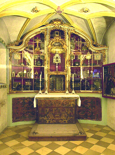 Marble step of the altar of Santa Pudenziana stained with the Blood of the miracle