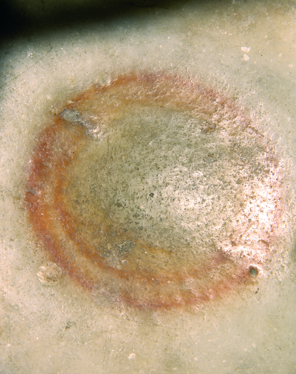 Detail of the stain of Blood left by the fallen Host Detail of the impression left by the Host that had fallen on the