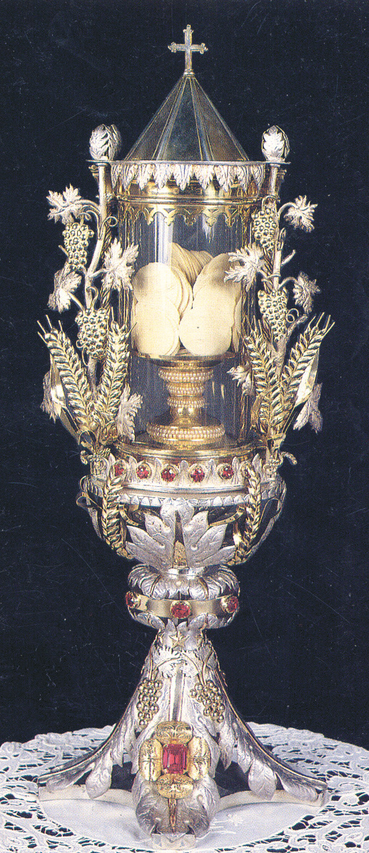The sacred Hosts in the processional monstrance sent any sign of alteration". In 1914, Pope St. Pius X authorized a test which was attended by
