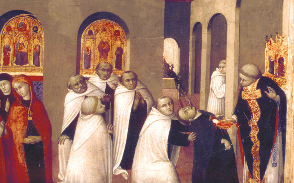 This painting of Master Stefano di Giovanni, known as "il Sassetta, is preserved in England in the Bowes Museum in Barnard Castle. It depicts the scene of another Eucharistic miracle that took place near Siena in a Carmelite monastery. The painting depicts a Carmelite