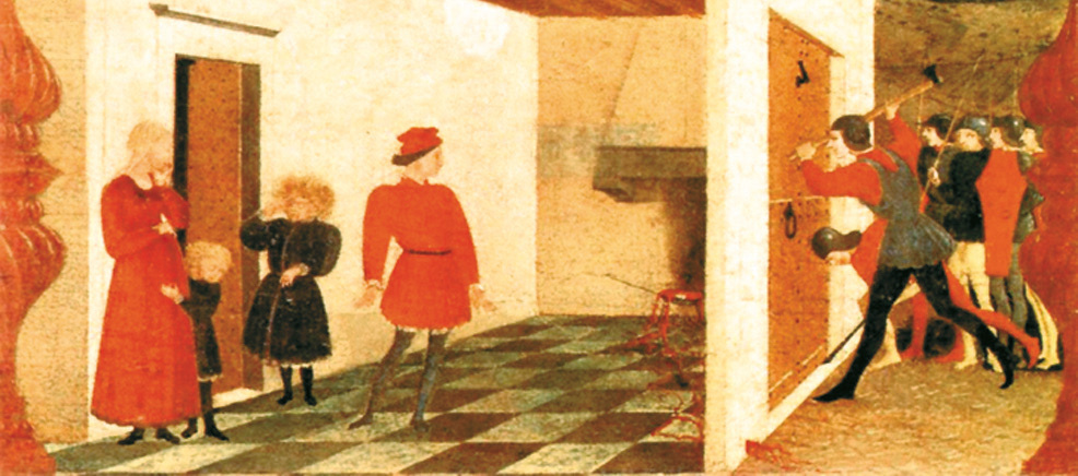 Detail of the painting by Paolo Uccello that retells the Prodigy. Museum of Urbino