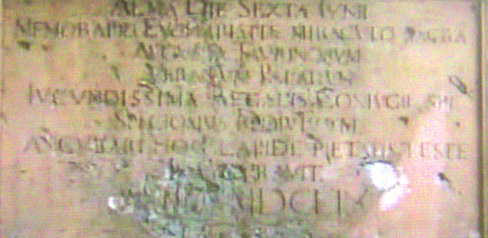 Commemorative plaque of the miracle, Turin by a cortege of people and clergy, went to the plaza, prostrated himself in adoration and prayed