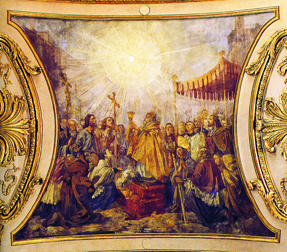 Monumental high altar and canopy inside the Basilica of Corpus Domini in Turin