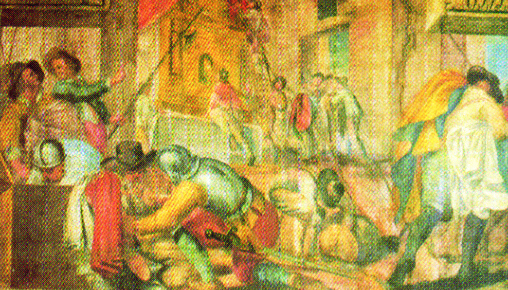 Painting depicting Bishop Ludovico da Romagnano presenting the chalice to the descending Host
