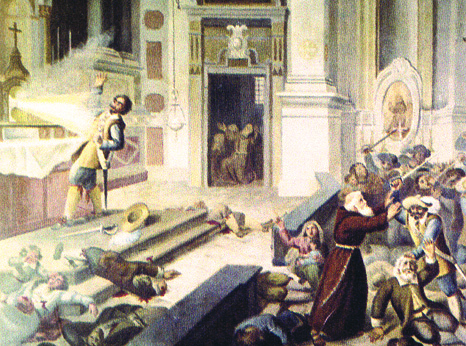 Ancient painting exhibited in the Church portraying the miracle
