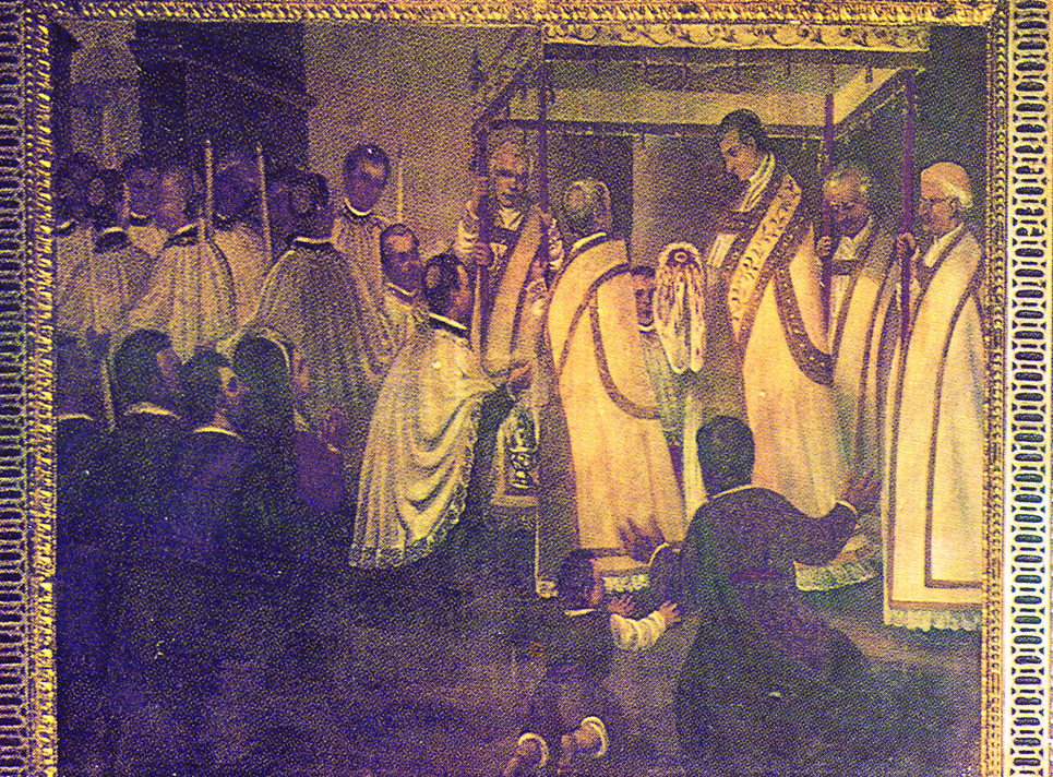 The local authorities rush to return the miraculous Host to the church