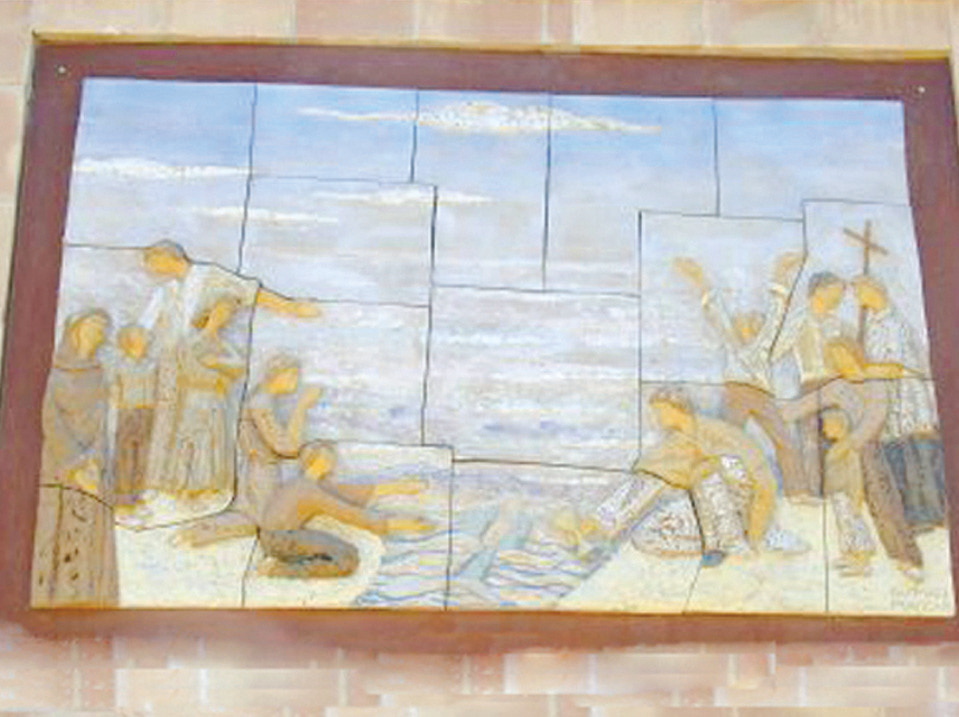 Mosaic on the exterior of the Church waters, was approached by some fishermen who were stunned to have witnessed, in the place