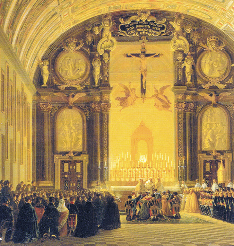 Procession in Honor of the Miracle - Dignitaries of Court in Adoration before the Sagrada Forma