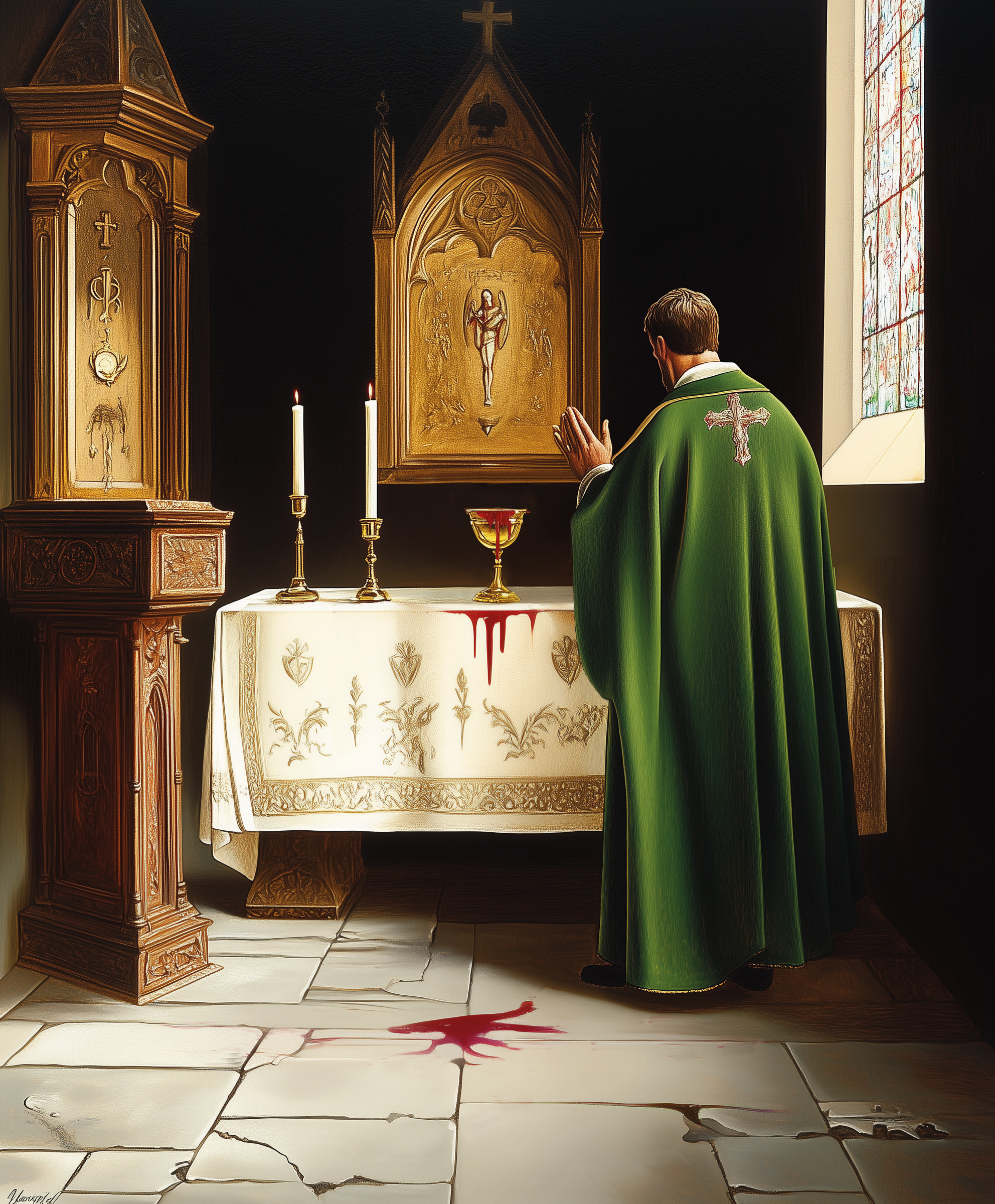 present inside the sanctuary that recounts the scene of the changing of the wine which was