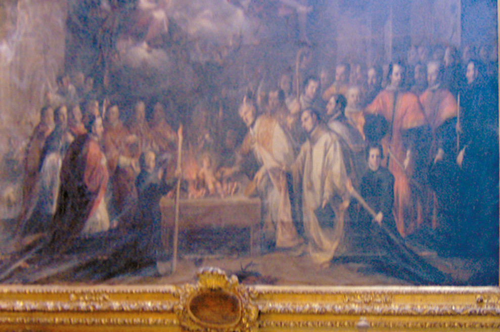 Ancient painting in the Cathedral of the See representing the miracle in the Chapel of Little Saint Dominic of the Val. There is also on the wall facing the chapel, a marble plaque describing the miracle