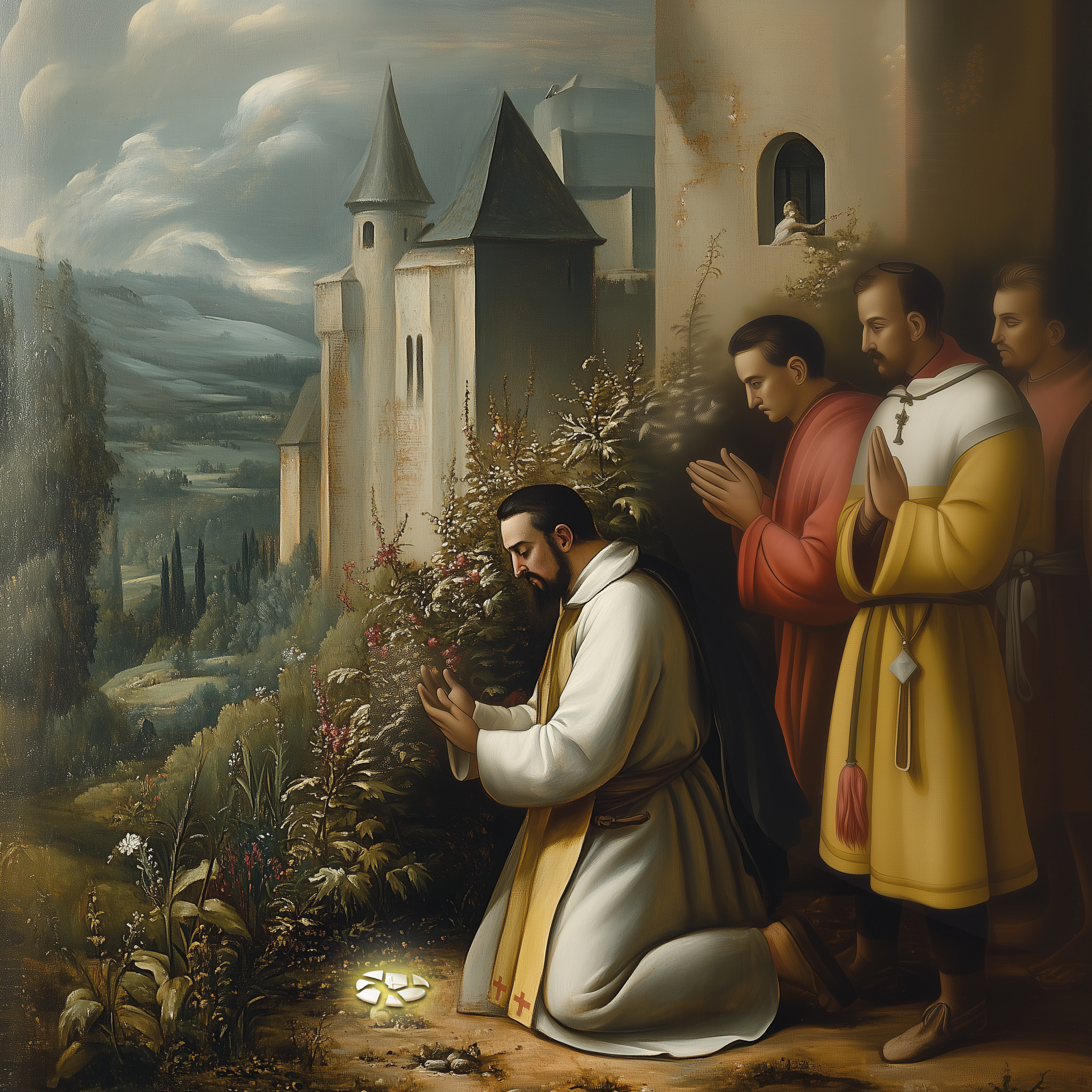 The stolen consecrated Host radiating bright light in the nettle bush in Ettiswil