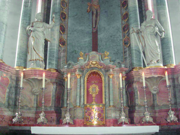 The Bishop of Constance solemnly placing the sacred Host into a golden monstrance